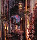 Cao Yong Street at night painting